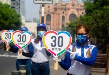 Promueven el respeto a los 30 km/h en distritos de la capital