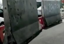 CIERRAN CON BLOQUES DE CONCRETO VIA AUXILIAR EN LA MOLINA
