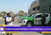 MUNICIPALIDAD DE LA ESPERANZA ENTREGA 3 CAMIONETAS A LA PNP