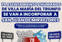 La Municipalidad de San Juan de Miraflores recibirá este domingo a representantes de 79 asentamientos humano