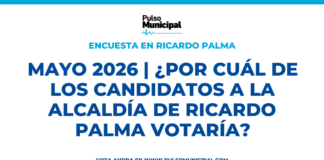 Encuesta: MAYO 2026 | ¿Por cuál de los candidatos a la Alcaldía de RICARDO PALMA votaría? (RICARDO PALMA)