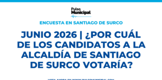 Encuesta: JUNIO 2026 | ¿Por cuál de los candidatos a la Alcaldía de SANTIAGO DE SURCO votaría? (SANTIAGO DE SURCO)